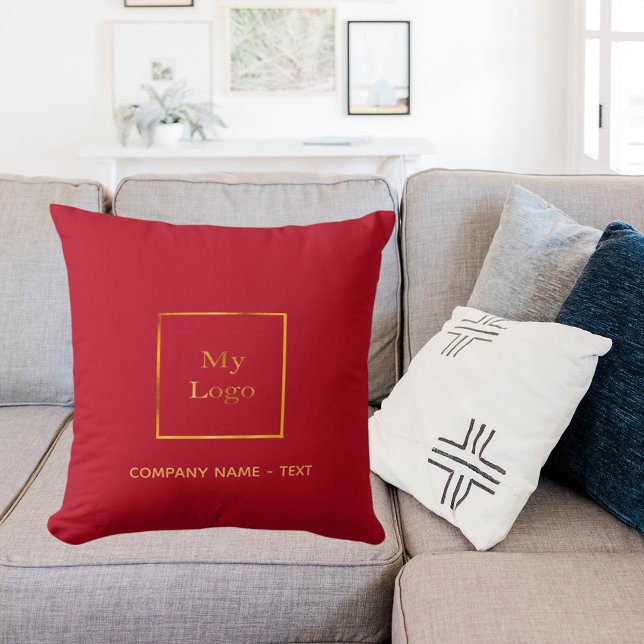 Business company logo red modern throw pillow (Creator Uploaded)