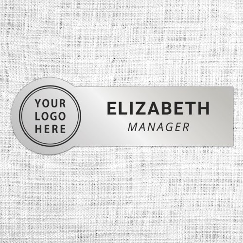 Business Company Logo Silver Name Tag