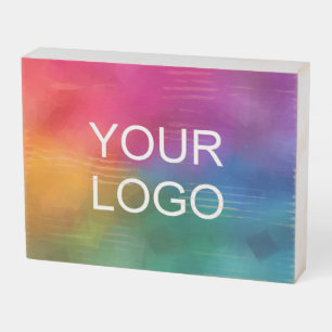 Business Company Logo Simple Template Trendy Wooden Box Sign