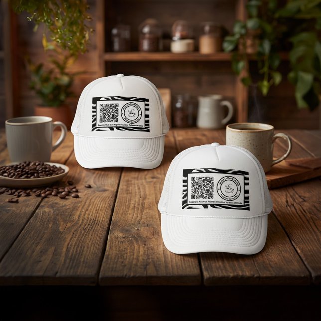 Business Company Logo Specials QR Code Custom   Trucker Hat (Business Company Logo Specials QR Code Custom Trucker Hat is great for your employees to wear. )