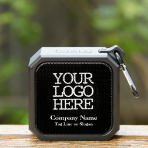 Business Company Logo Tagline Black White Bluetooth Speaker