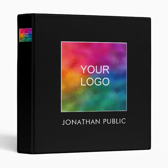Business Company Logo Text Elegant Template 3 Ring Binder (Front/Spine)
