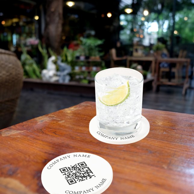 Business company logo text QR code Coaster (Creator Uploaded)