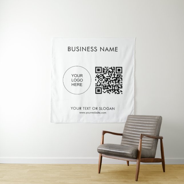 Business Company Logo Text QR Code Template Tapestry (In Situ)