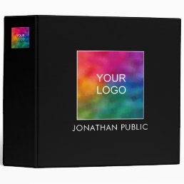 Business Company Logo Text Template Black 3 Ring Binder
