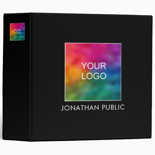 Business Company Logo Text Template Black 3 Ring Binder
