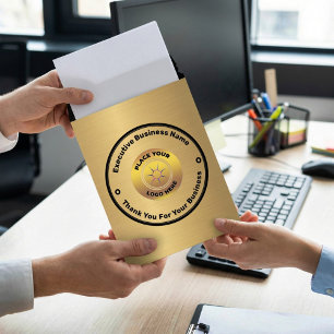 Business Company Logo Thank You Gold Black Envelope Mailers