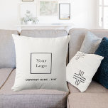 Business company logo white black elegant throw pillow<br><div class="desc">A stylish white background. Personalize and add your business,  company logo and a text.  Black letters.  If you want the pillow without text,  use your back-space key to delete.</div>