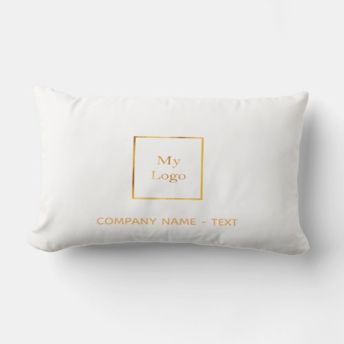 Business company logo white gold elegant lumbar pillow