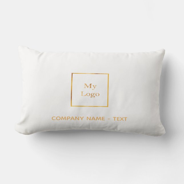 Business company logo white gold elegant lumbar pillow (Front)