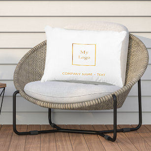 Business company logo white gold elegant outdoor pillow