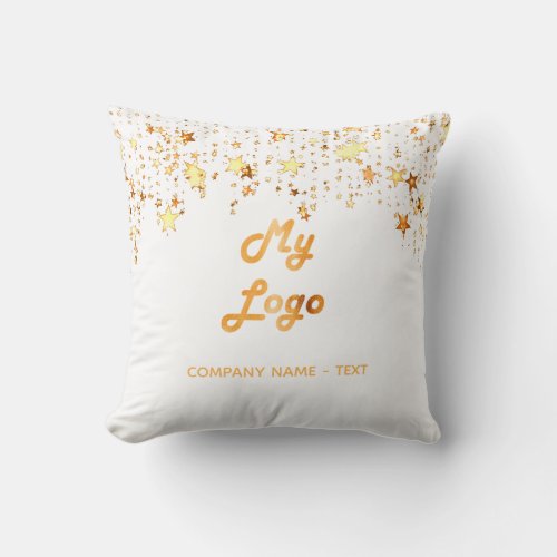 Business company logo white gold stars elegant throw pillow
