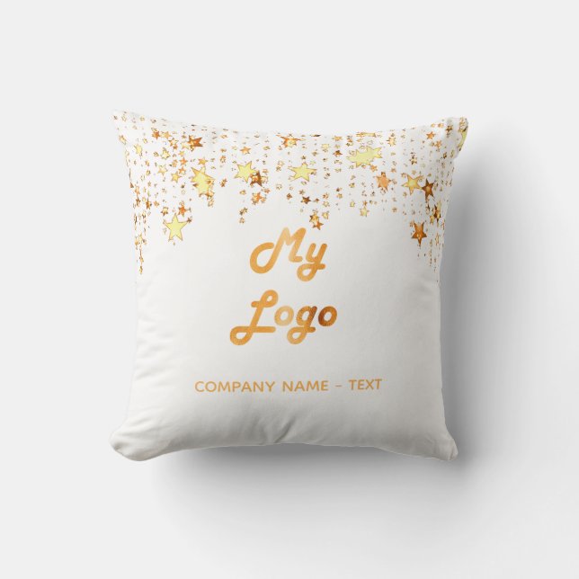 Business company logo white gold stars elegant throw pillow (Front)