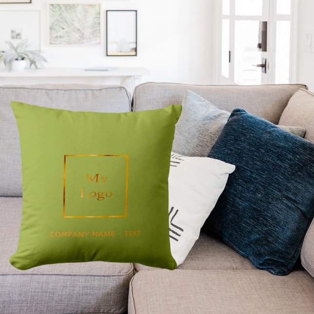 Business company logo yellow green trendy throw pillow (Creator Uploaded)
