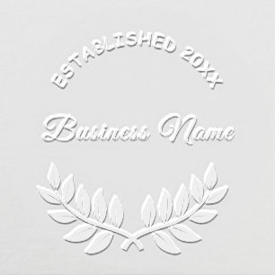 Business company name classic laurel wreath embosser