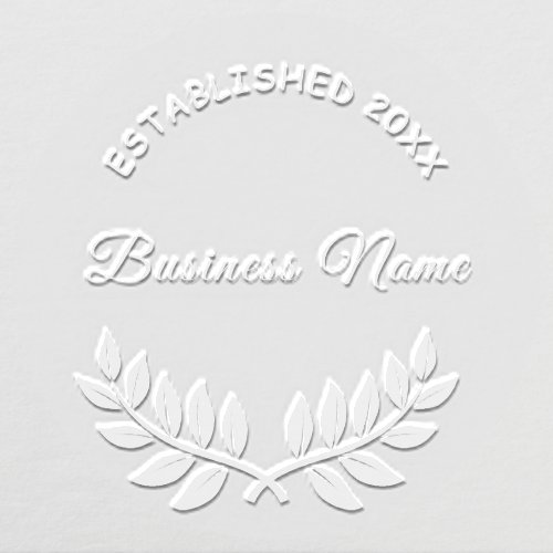 Business company name classic laurel wreath embosser