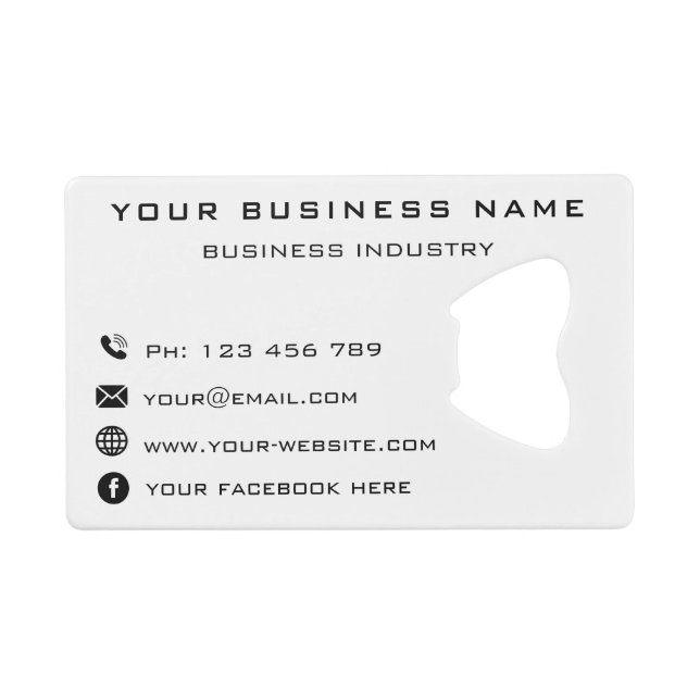 Business Company Promotional Personalized - Modern Credit Card Bottle Opener (Front (Horizontal))
