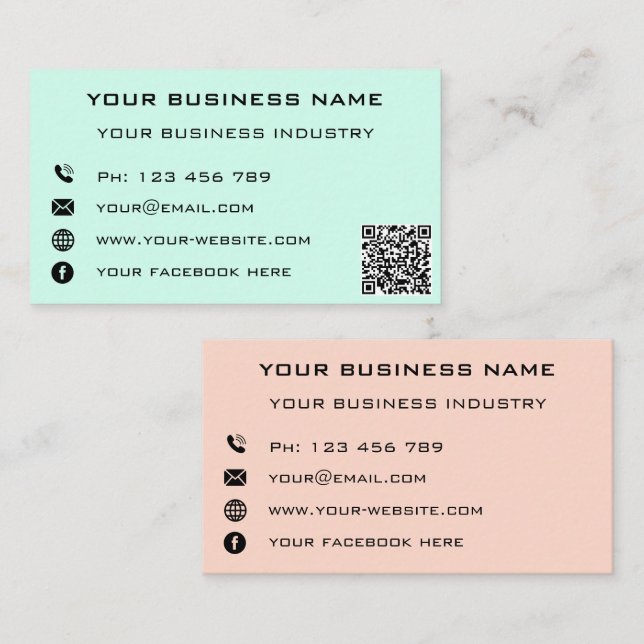 Business Company QR Code Info Professional Design Calling Card (Front/Back)