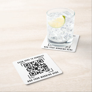 Business Company QR Code Scan Square Paper Coaster