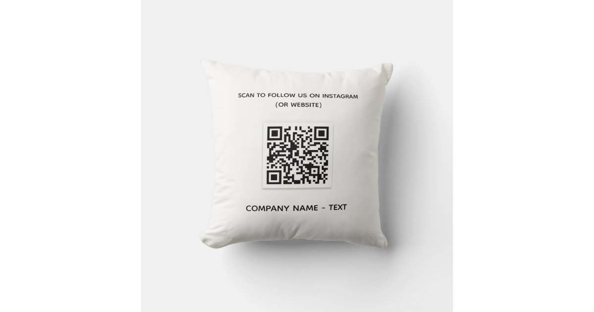 Business company qr code white elegant throw pillow | Zazzle