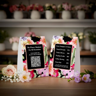 Business Company Scan QR Code Order Flowers   Paper Table Tent