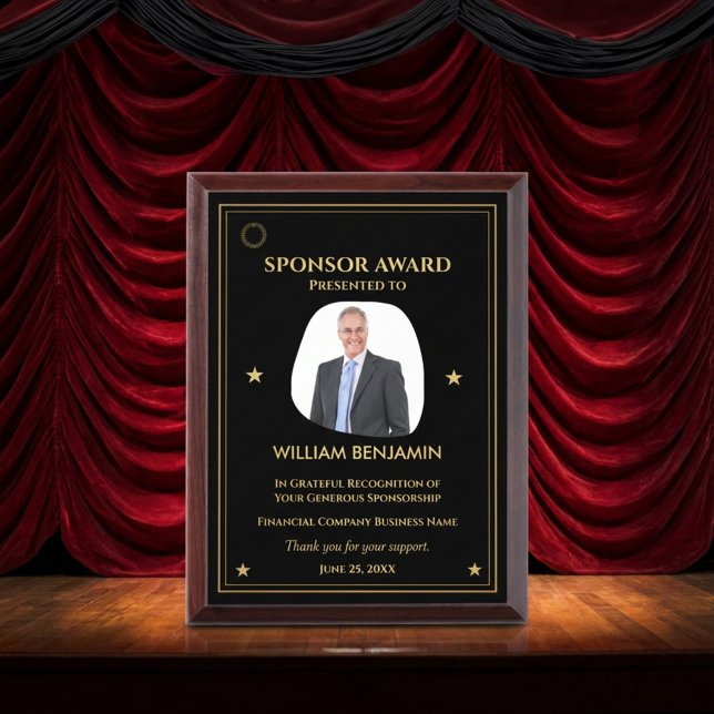 Business Company Sponsor Donor Photo Recognition  Award Plaque (Business Company Sponsor Donor Photo Recognition Award Plaque to show appreciation to your sponsors.)