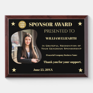 Business Company Sponsor Donor Photo Recognition  Award Plaque