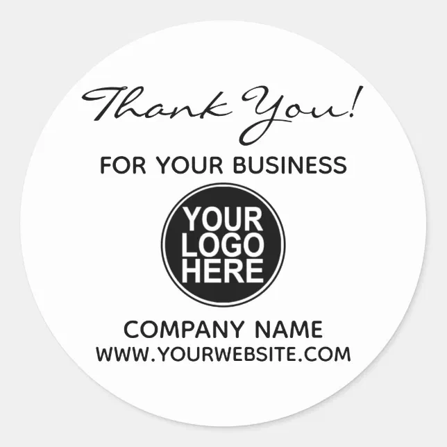 Business Company Thank You Custom Logo Classic Round Sticker | Zazzle