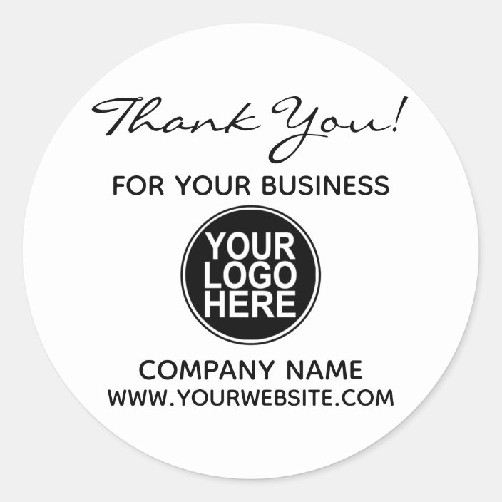 Business Company Thank You Custom Logo Classic Round Sticker | Zazzle.com