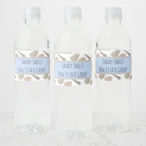 Business Company Watercolor Sea Shells Water Bottle Label