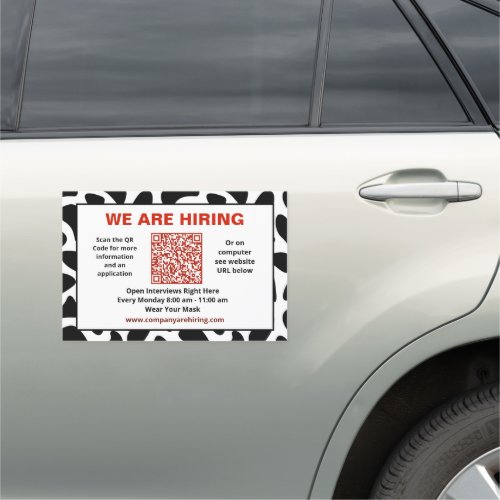 Business Company We Are Hiring QR Code Custom Car Magnet