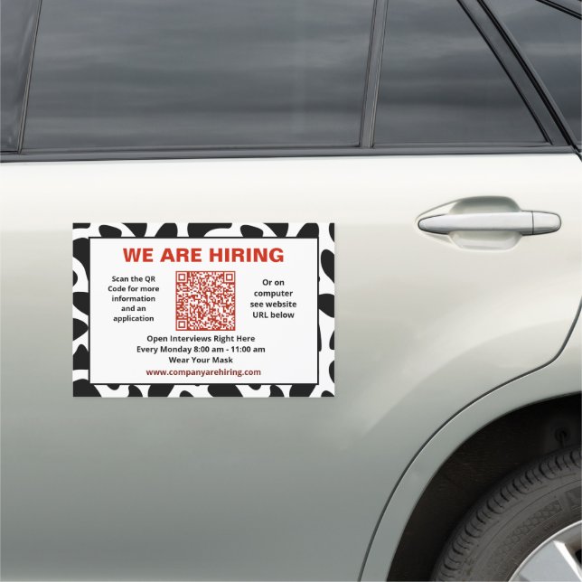 Business Company We Are Hiring QR Code Custom Car Magnet (In Situ)