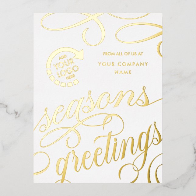 Business Company YOUR LOGO Foil Holiday Post Card (Front)