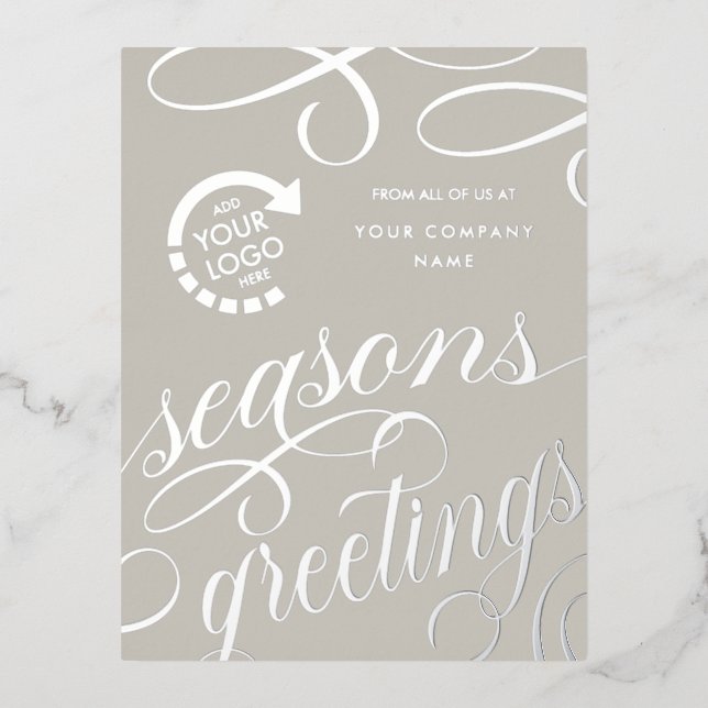 Business Company YOUR LOGO Foil Holiday Post Card (Front)