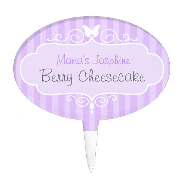 Business / competition purple stripes cake topper (Front)
