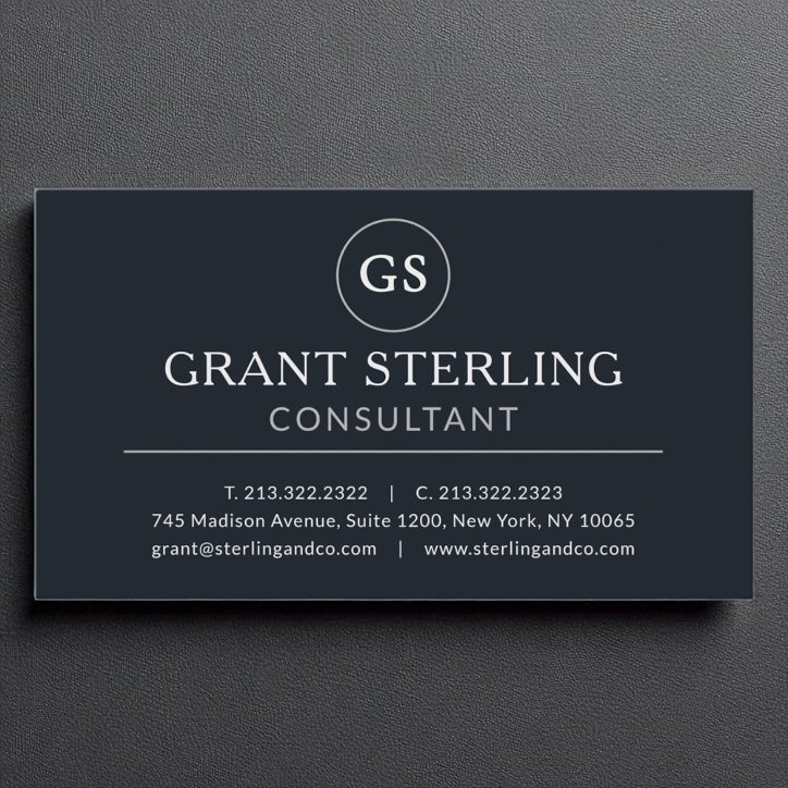 Business Consultant Black Silver Luxury Business Card