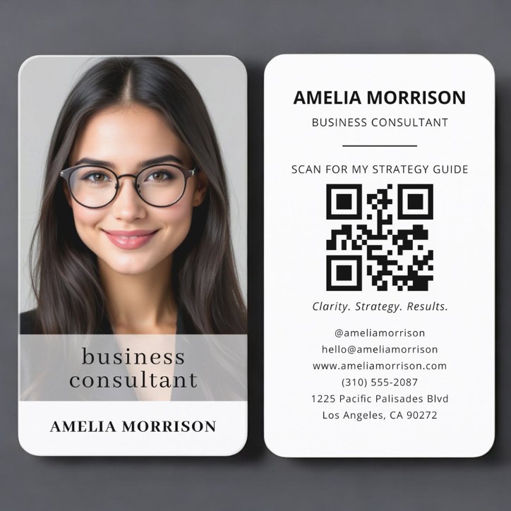 Business Consultant QR Code Photo Business Card