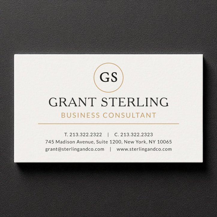 Business Consultant White Gold Luxury Business Card