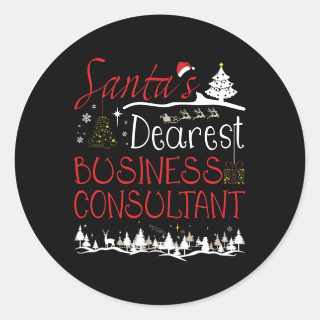 Business Consultant Xmas Job Cute Christmas  Classic Round Sticker (Front)