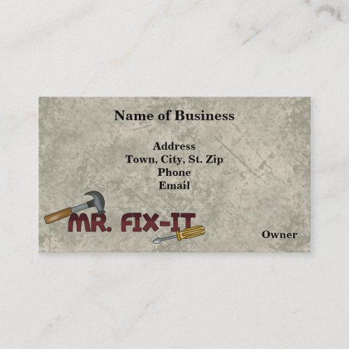 Business Contractors-Handyman Card Business Card Template