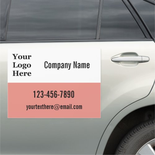 Business Coral White Black Text Logo Template Car Magnet
