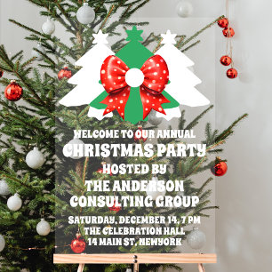Business Corporate Christmas Holiday Party Welcome Acrylic Sign