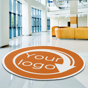 Business Corporate Company Logo Burnt Orange Outdoor Rug