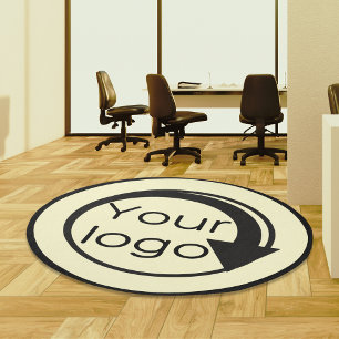 Business Corporate Company Logo Modern Round Area Outdoor Rug