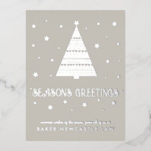 Business Corporate Company Seasons Greetings Foil Holiday Postcard