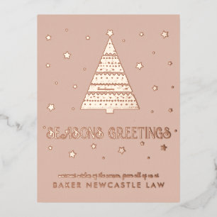 Business Corporate Company Seasons Greetings Foil Holiday Postcard