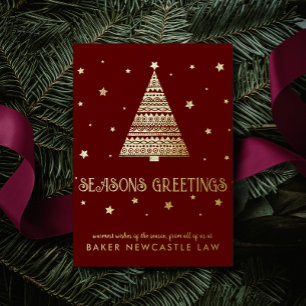 Business Corporate Company Seasons Greetings Foil Holiday Postcard