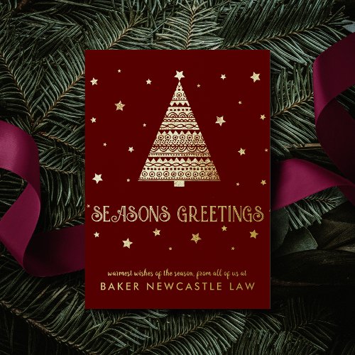 Business Corporate Company Seasons Greetings  Foil Holiday Postcard