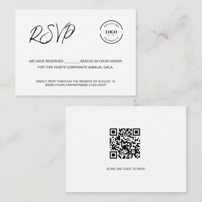 Business Corporate Event RSVP website QR CODE Enclosure Card (Front/Back)