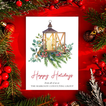 Business Corporate Logo Christmas Watercolor Holiday Card by JulieHortonDesigns at Zazzle